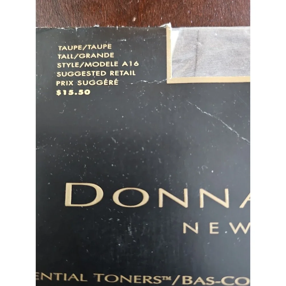 Vintage Donna Karan New York Essential Toners Sheer Satin Taupe Tall Hosiery NIP